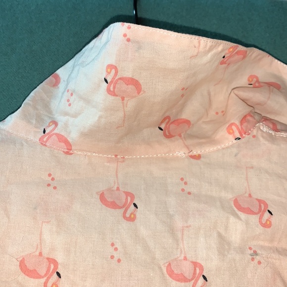 Cute vintage pink flamingo print button-down top L - Picture 12 of 17